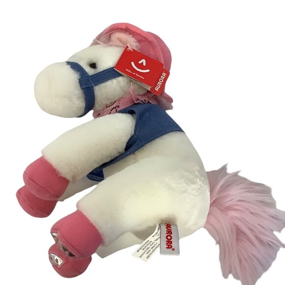 Round Up White Pony Plush Toy Aurora Pink Cowboy Hat Western Rodeo Pink 9” NWT - Picture 7 of 8